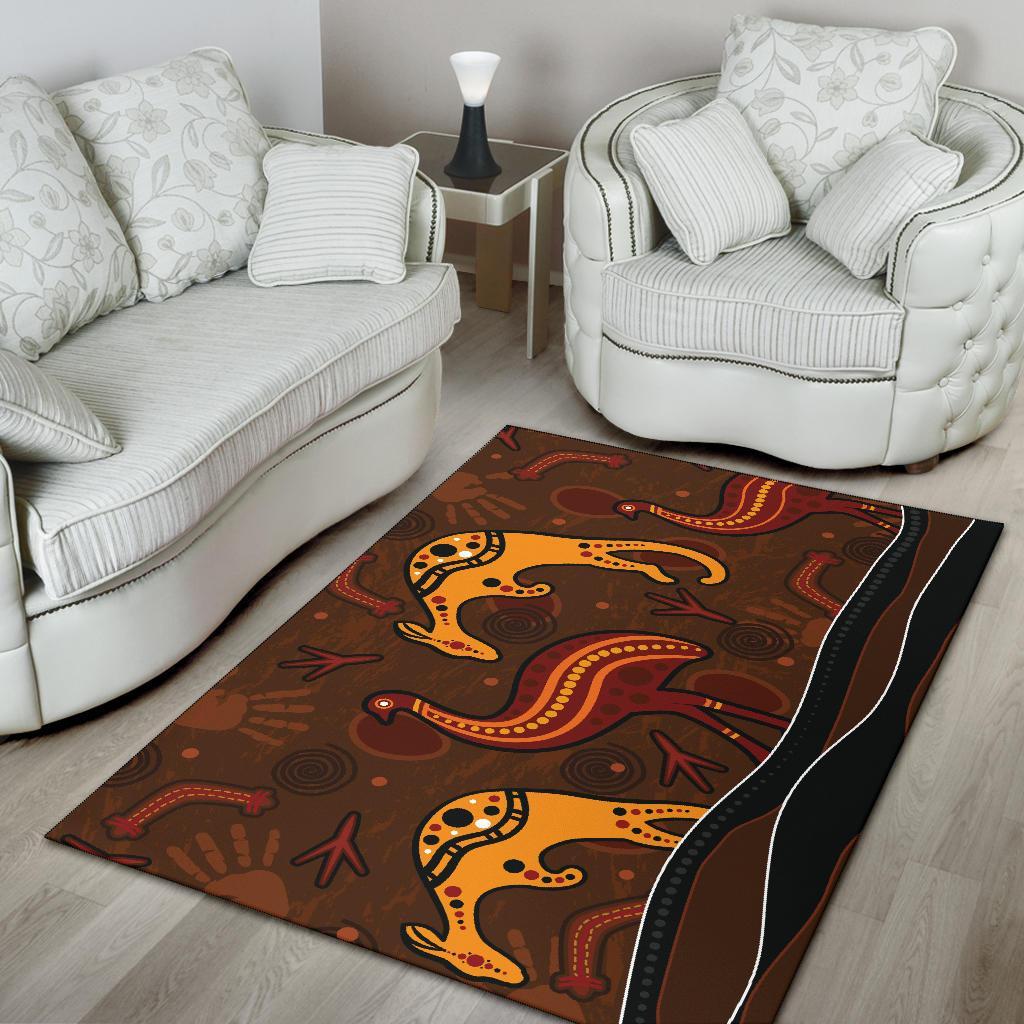 aboriginal-area-rug-indigenous-kangaroo-and-emu-brown-color