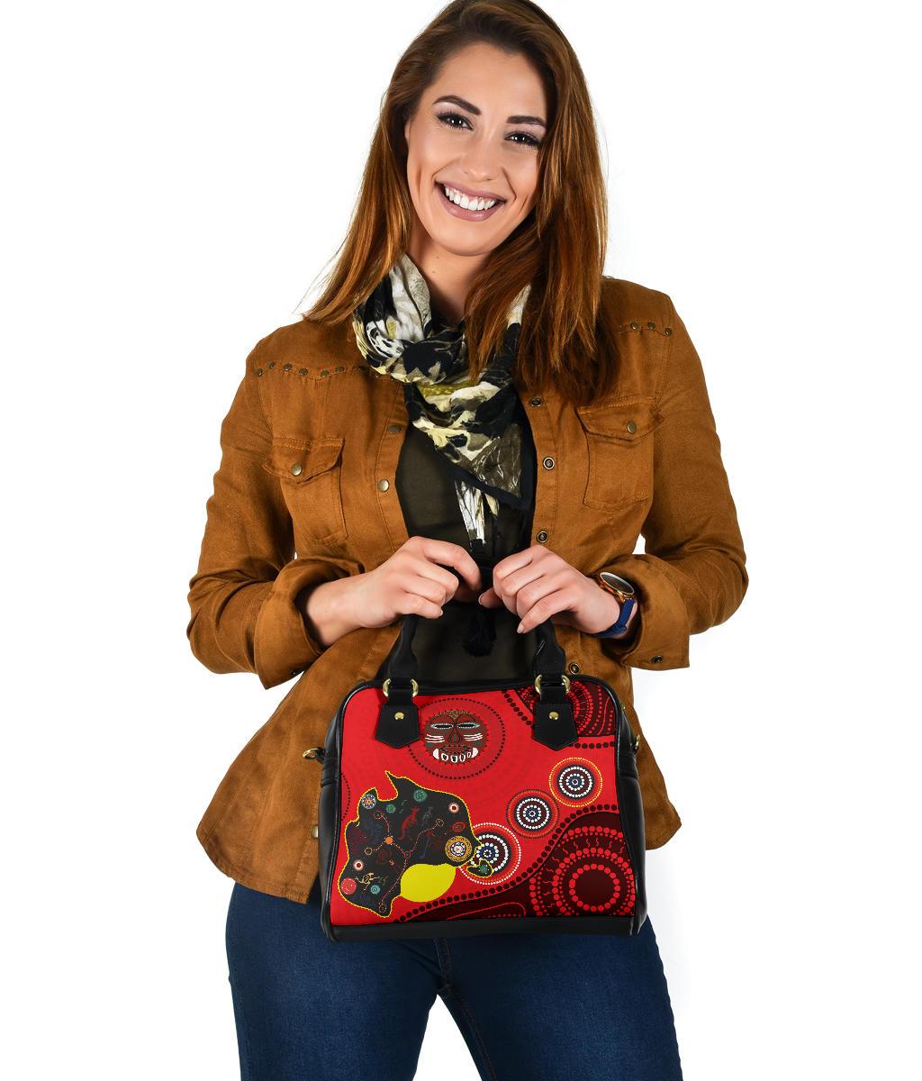 Shoulder Handbag - Aboriginal Bag Dot Painting Map- - Vibe Hoodie