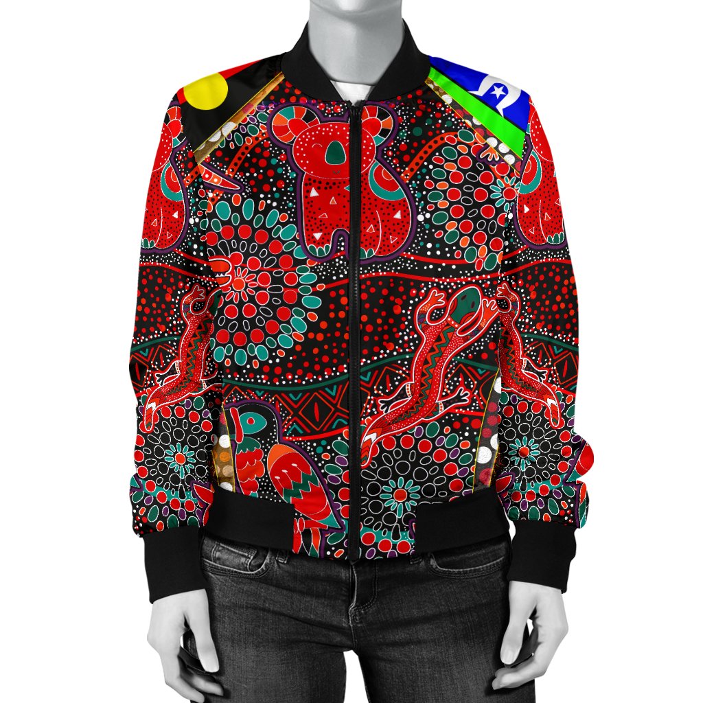 womens-bomber-aboriginal-animal-dot-acrylic-paint