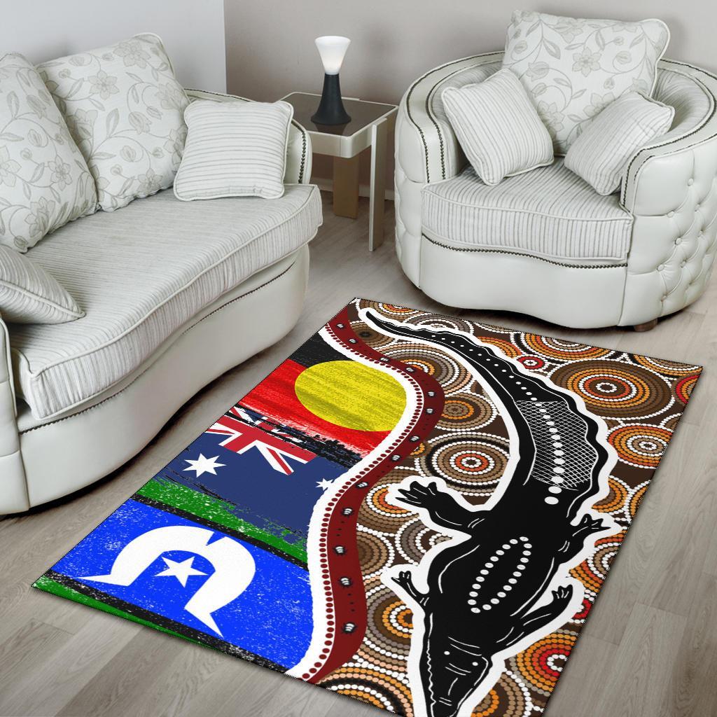 area-rug-australian-aboriginal-crocodile-with-naidoc-flags