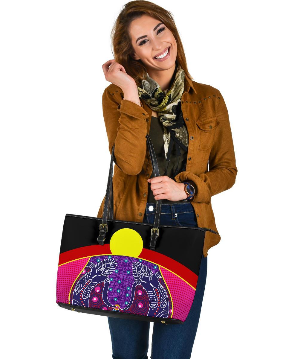 leather-tote-bags-aboriginal-sublimation-dot-pattern-style-violet