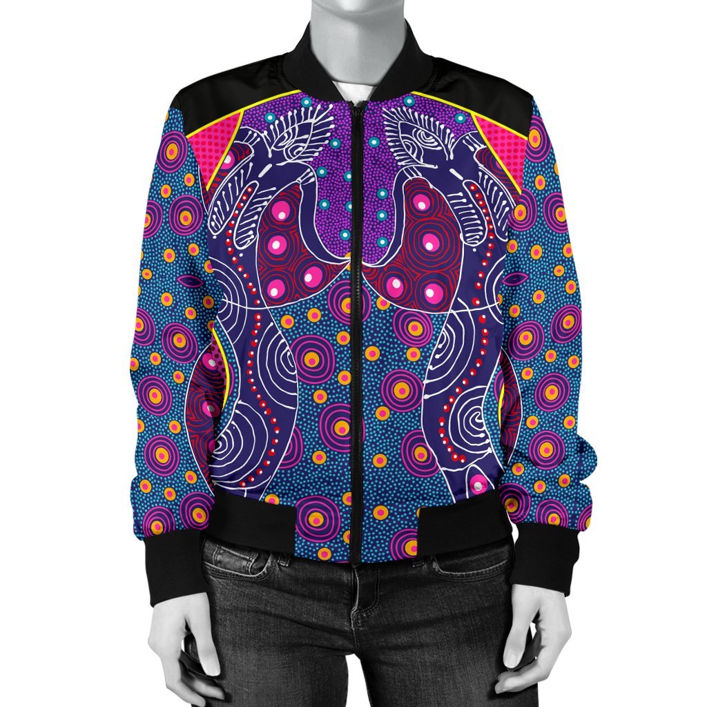 womens-bomber-jacket-aboriginal-sublimation-dot-pattern-style-violet