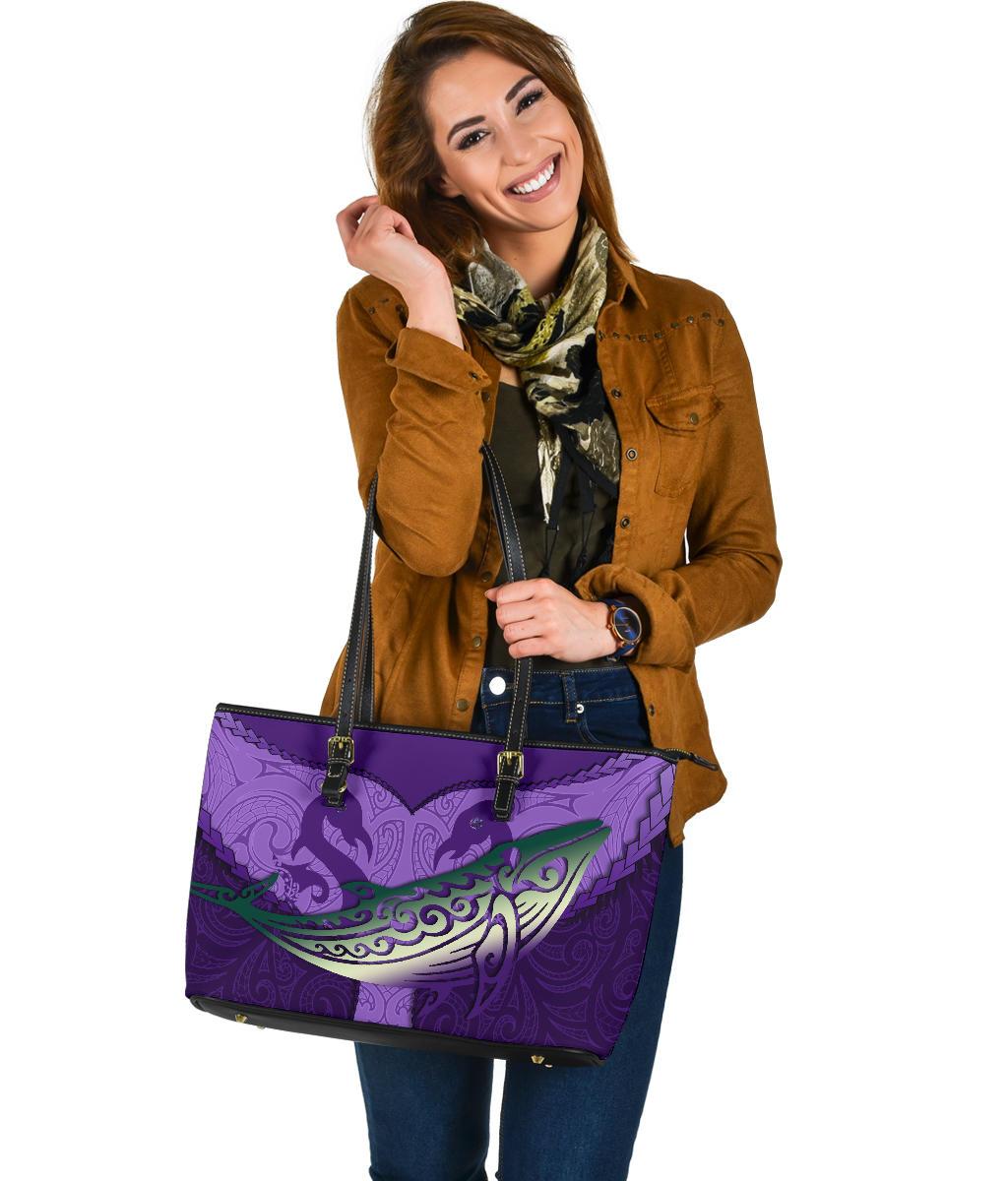 maori-manaia-whales-gods-of-the-sea-leather-tote-bag-purple