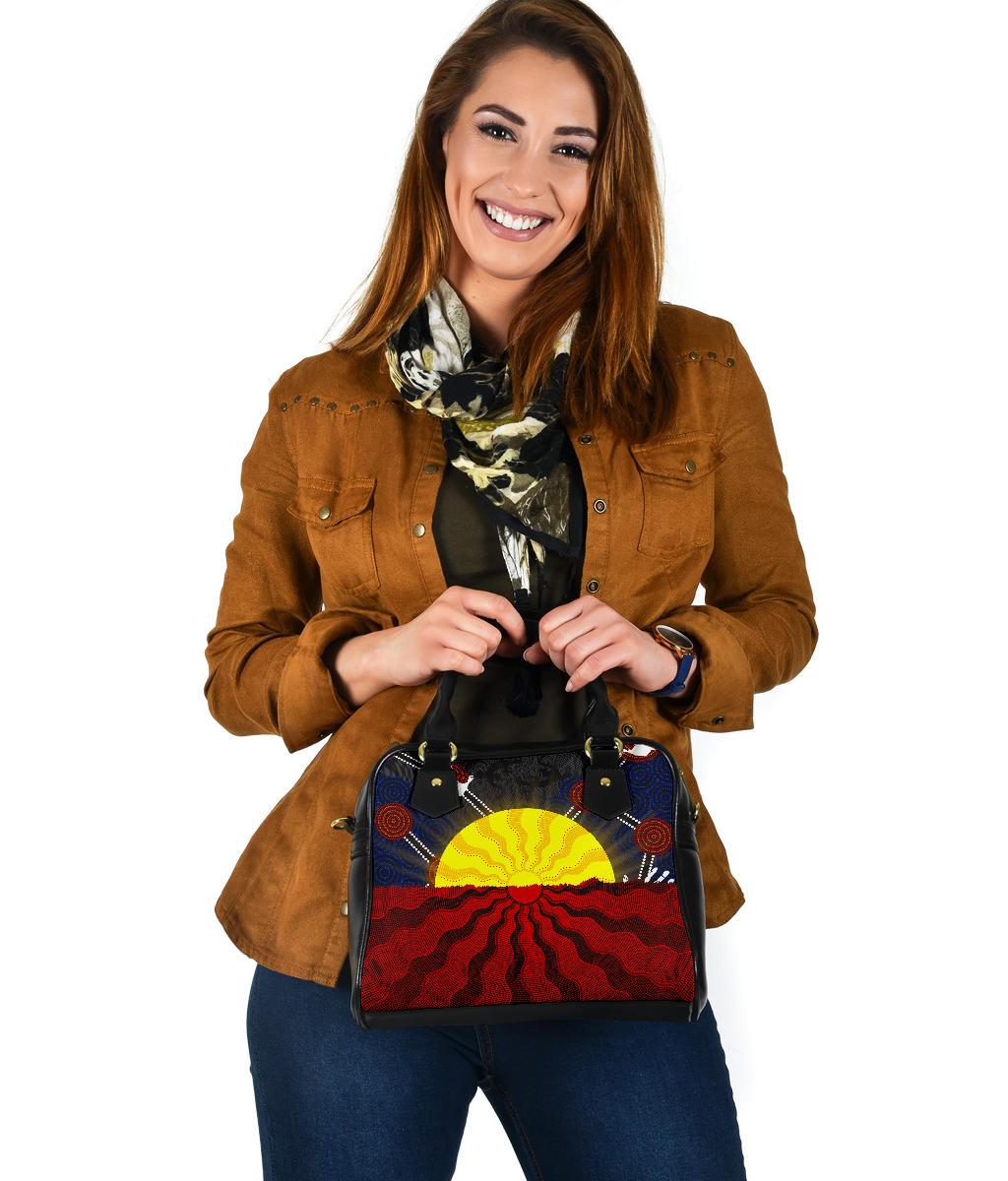 Aboriginal Shoulder Handbag, Aboriginal Lives Matter Flag Sun Dot Painting - Vibe Hoodie