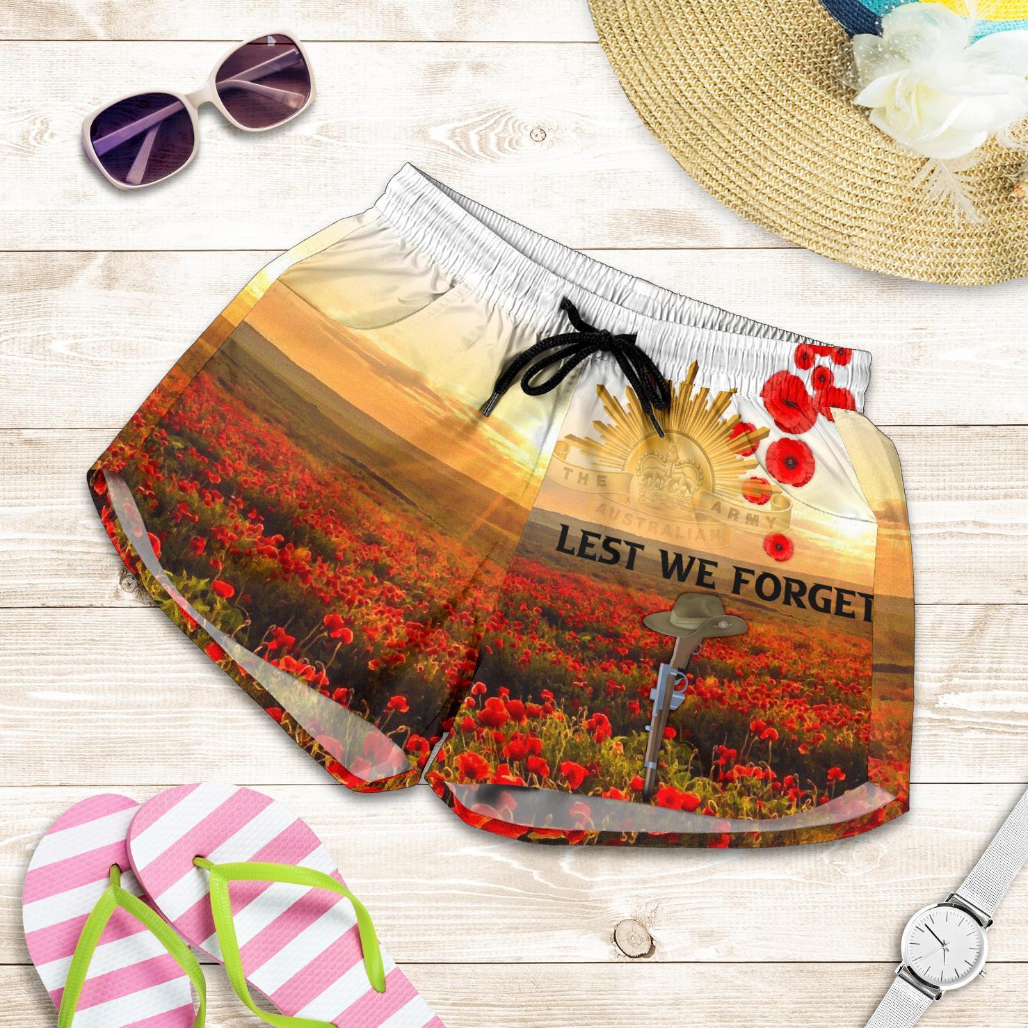 Anzac Day 2021 All Over Print Women's Shorts - We Will Remember Them - Vibe Hoodie