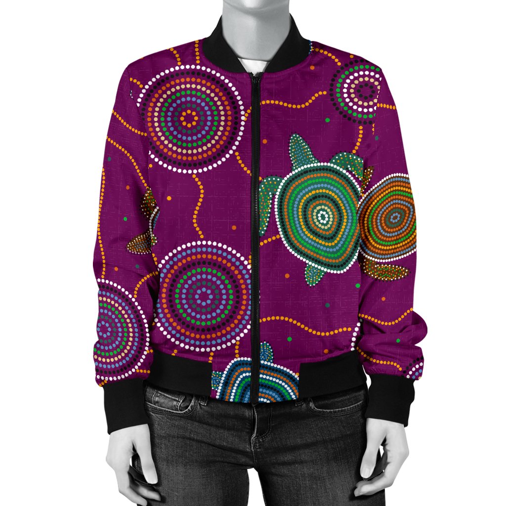 women-bomber-jacket-aboriginal-turtle-purple-australia-dot-patterns