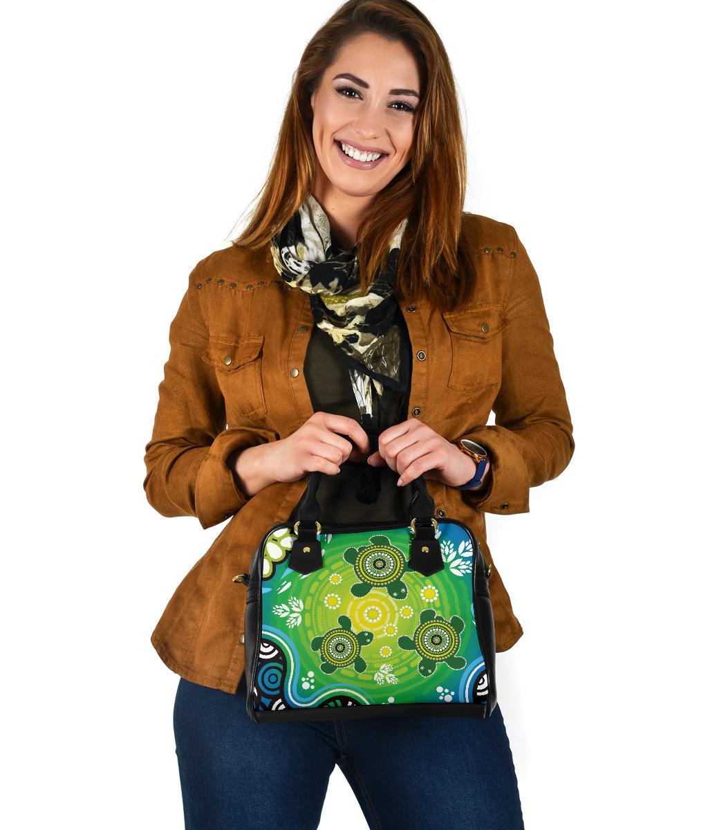 Shoulder Handbag - Indigenous Green Turtle - Vibe Hoodie