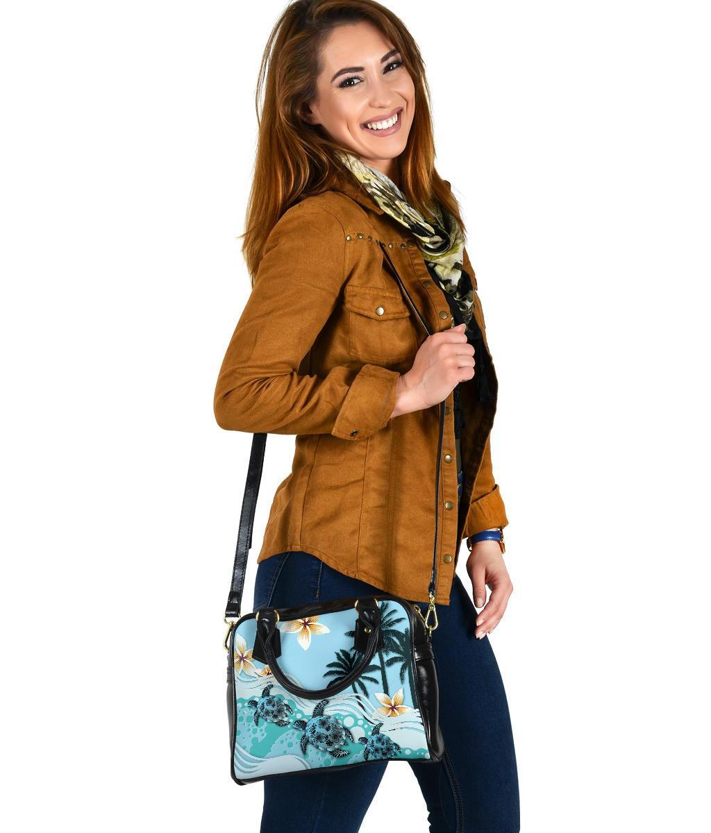 New Zealand Shoulder Handbag - Blue Turtle Hibiscus - Vibe Hoodie