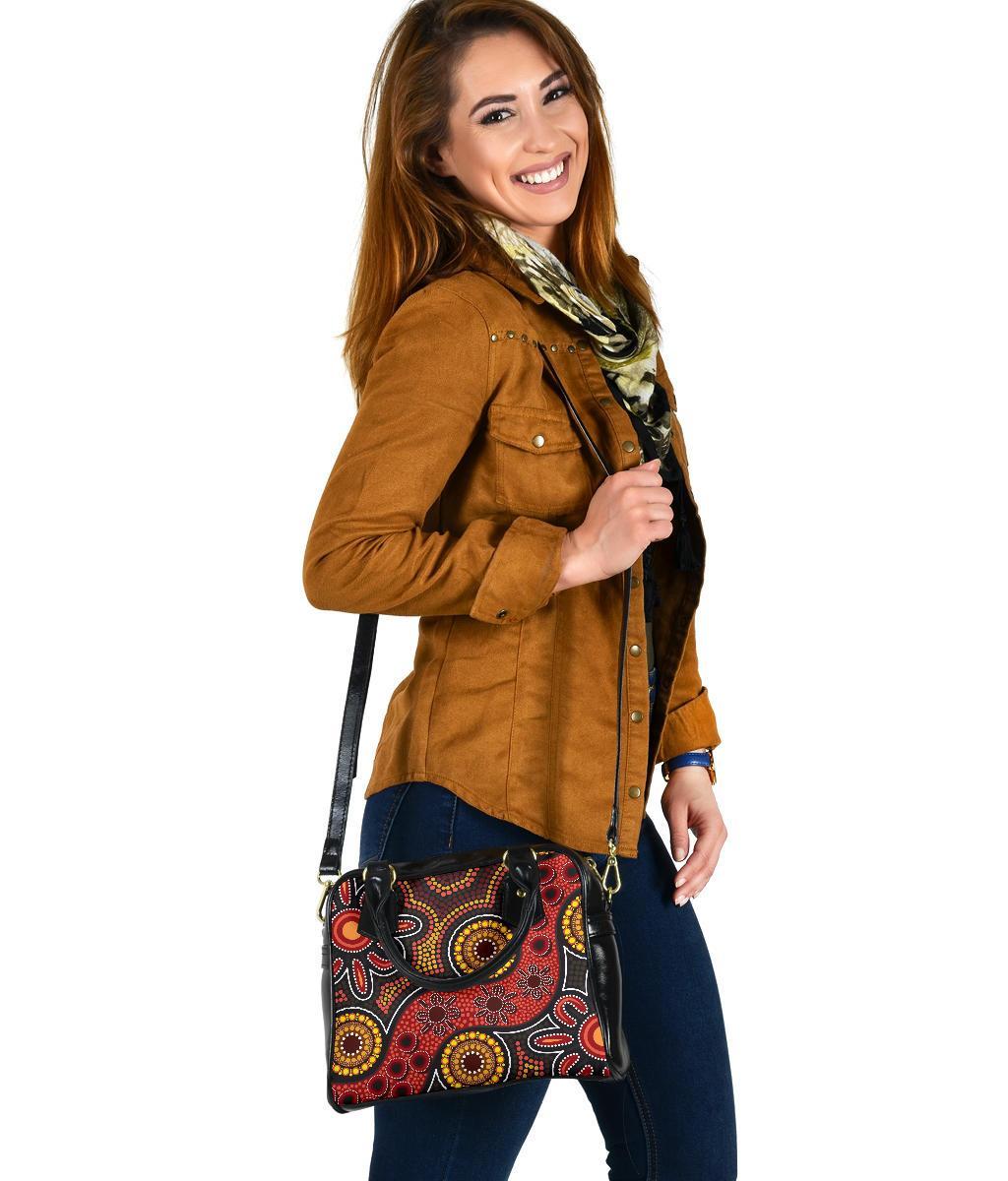 Aboriginal Shoulder Handbag - Indigenous Circle Dot Painting Style- - Vibe Hoodie