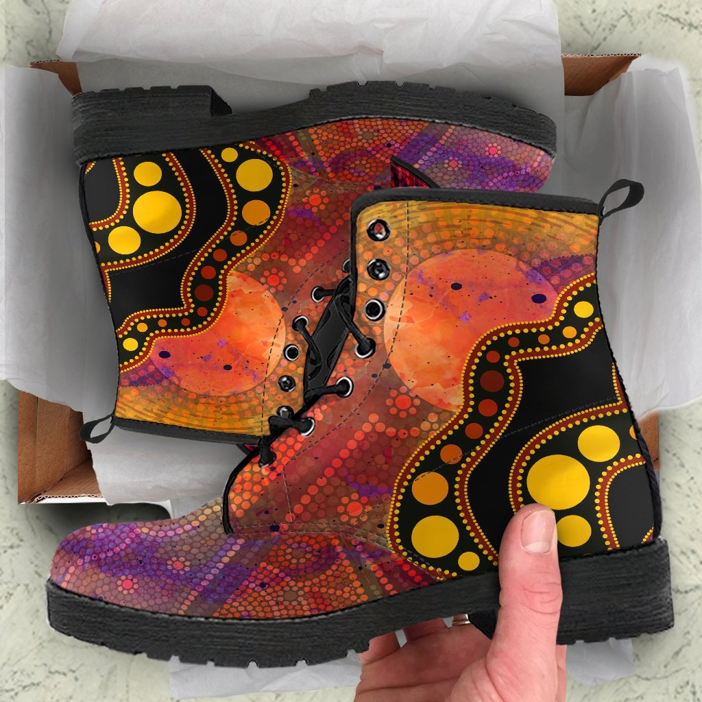 aboriginal-leather-boots-australia-indigenous-flag-circle-dot-painting-art-golden