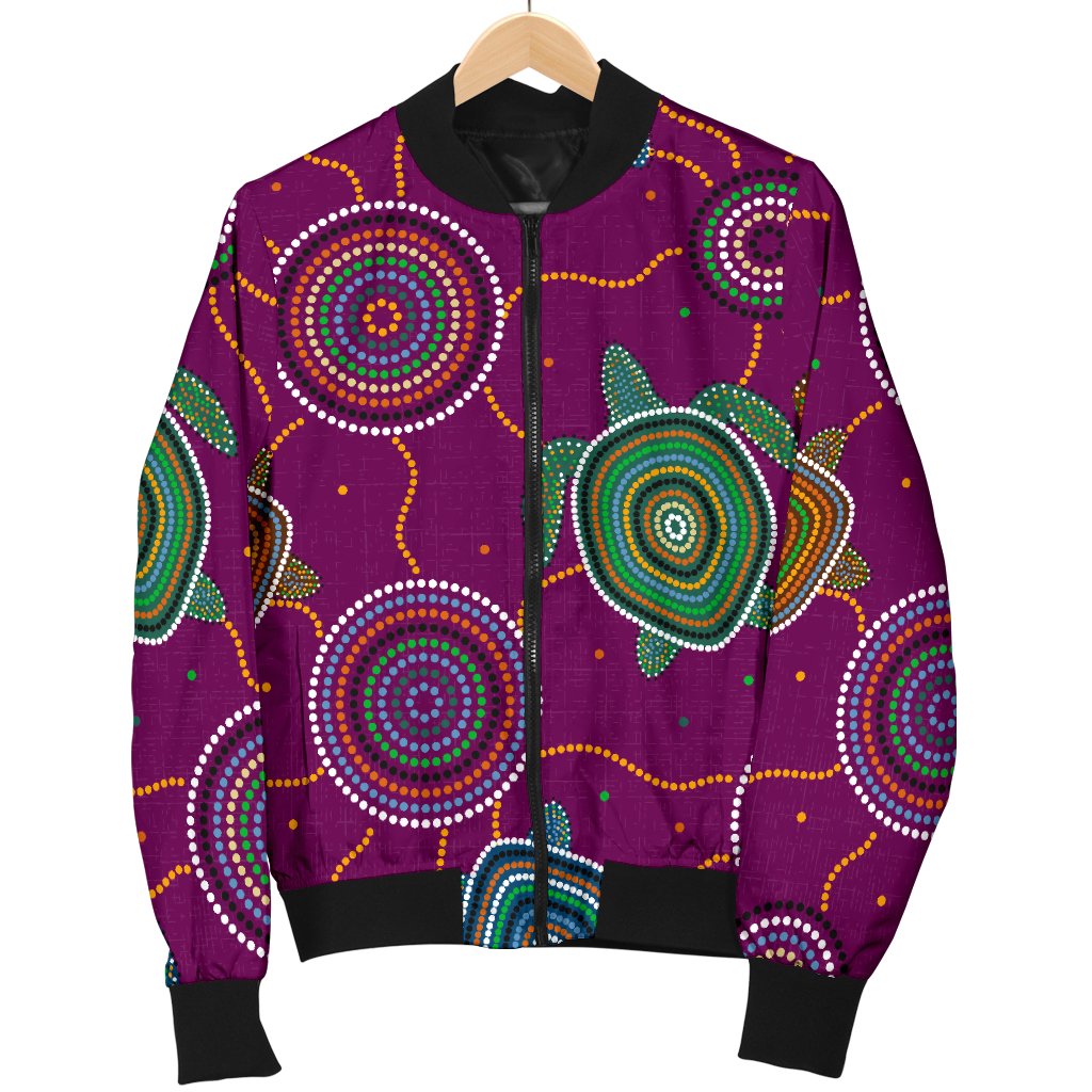 women-bomber-jacket-aboriginal-turtle-purple-australia-dot-patterns