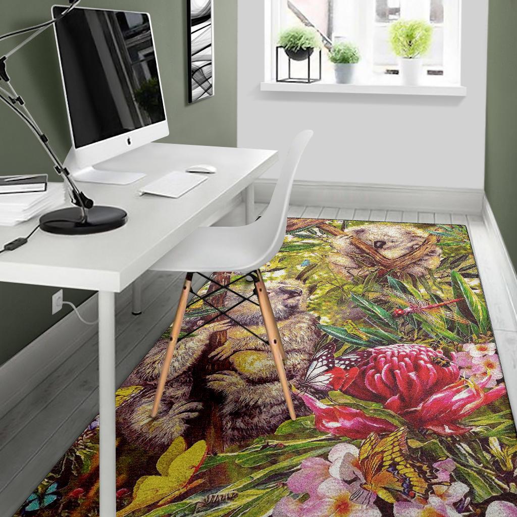 koala-area-rug-3d-koala-with-waratah-flower-rug