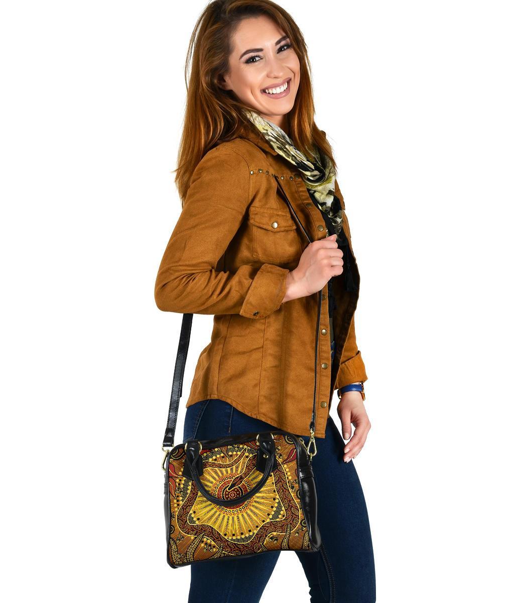 Shoulder Handbag - Australian Aboriginal Snake - Rainbow Serpent - Vibe Hoodie