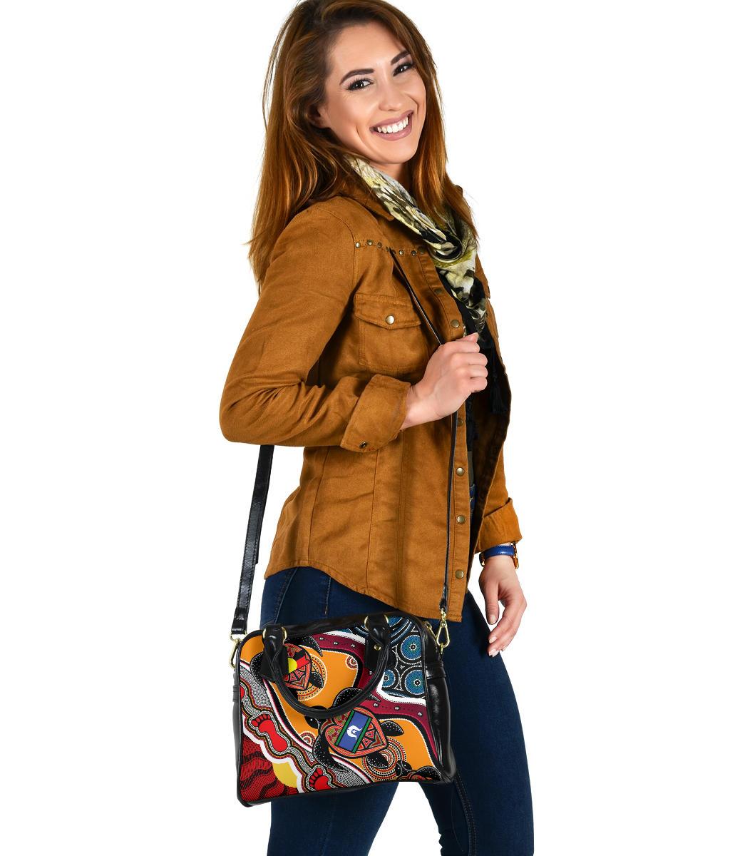 Shoulder Handbag - Australia Aboriginal Dots With Turtle and NAIDOC Flags - Vibe Hoodie