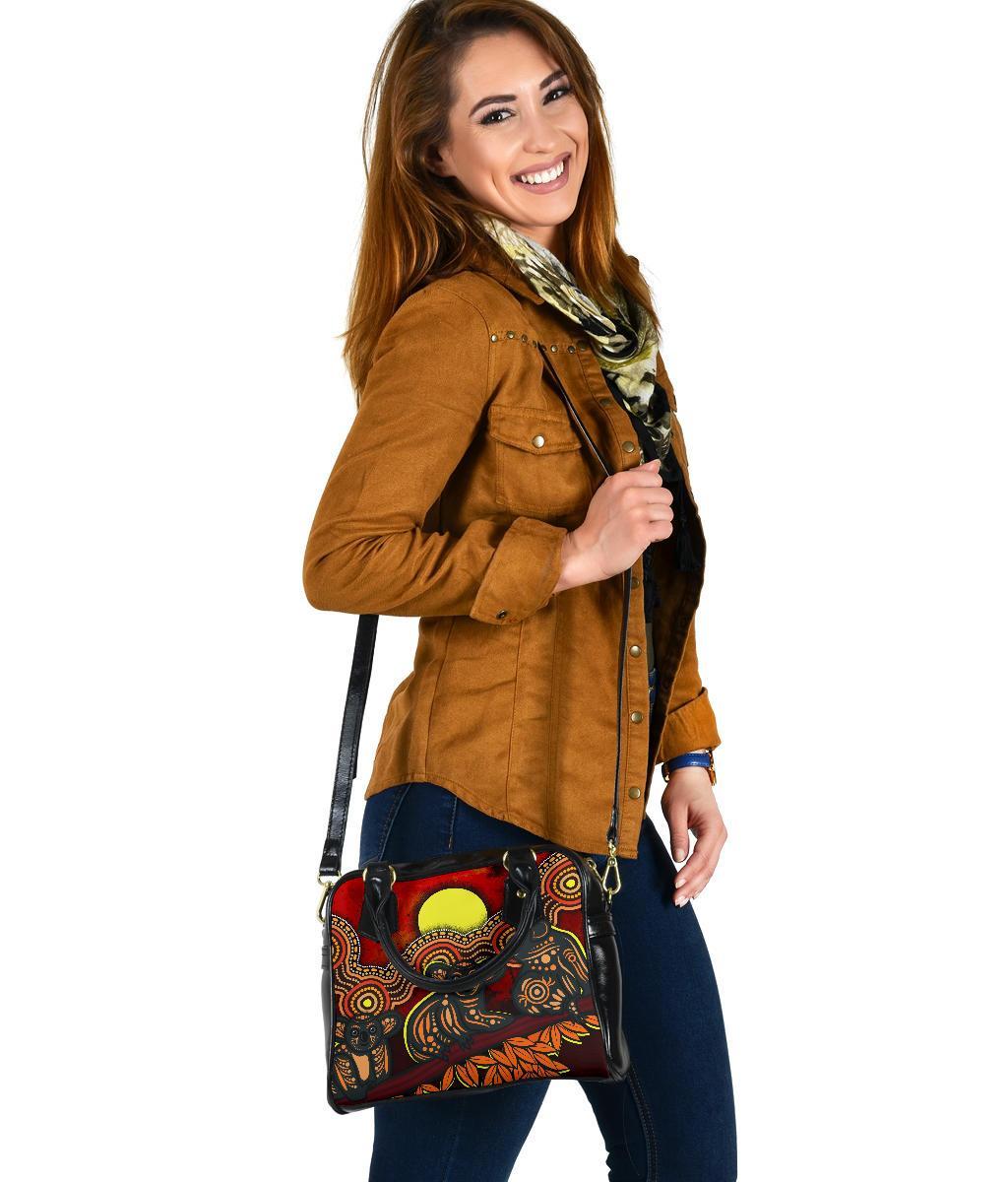 Aboriginal Shoulder Handbag - Australian Indigenous Koala - Vibe Hoodie