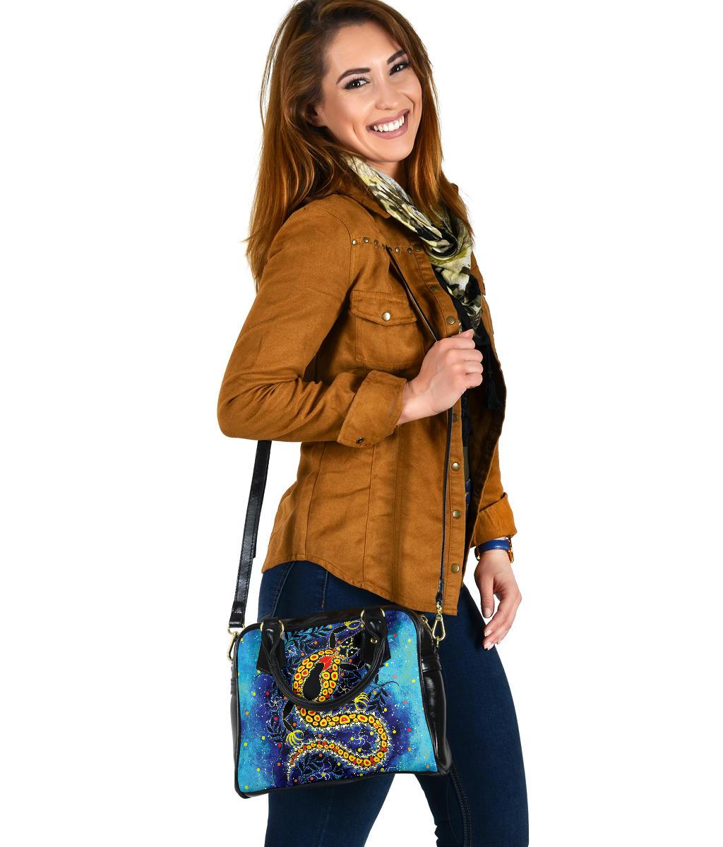 Aboriginal Shoulder Handbag - Indigenous Crocodile - Vibe Hoodie