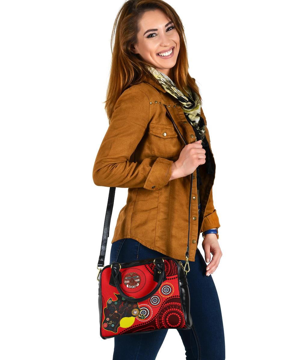 Shoulder Handbag - Aboriginal Bag Dot Painting Map- - Vibe Hoodie