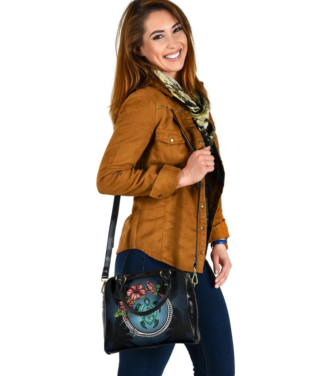 New Zealand Shoulder Handbag - Polynesian Ohana Turtle Hibiscus Mother Son - Vibe Hoodie