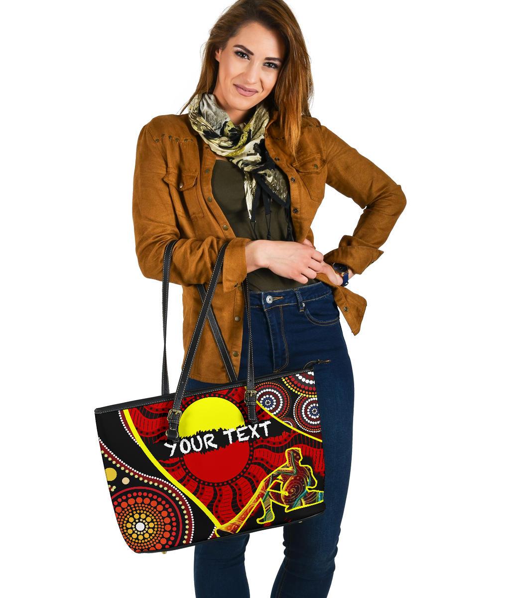 custom-large-leather-tote-bag-australia-aboriginal-dots-with-didgeridoo