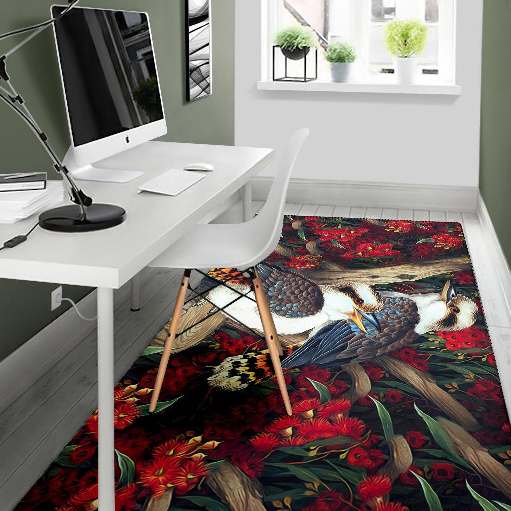 area-rug-kookaburra-rug-waratah-flowers-painting