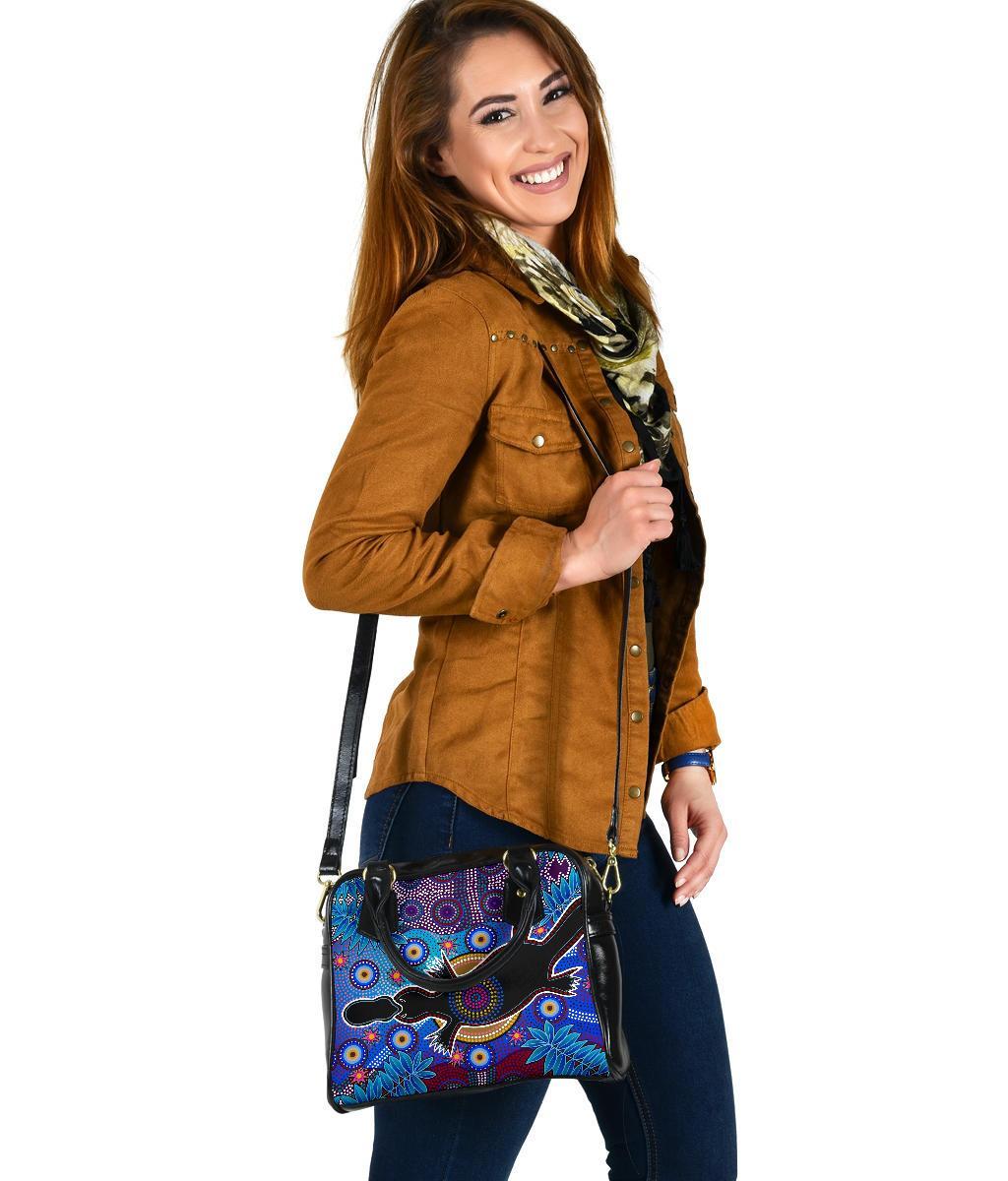 Aboriginal Shoulder Handbag - Indigenous Platypus - Vibe Hoodie