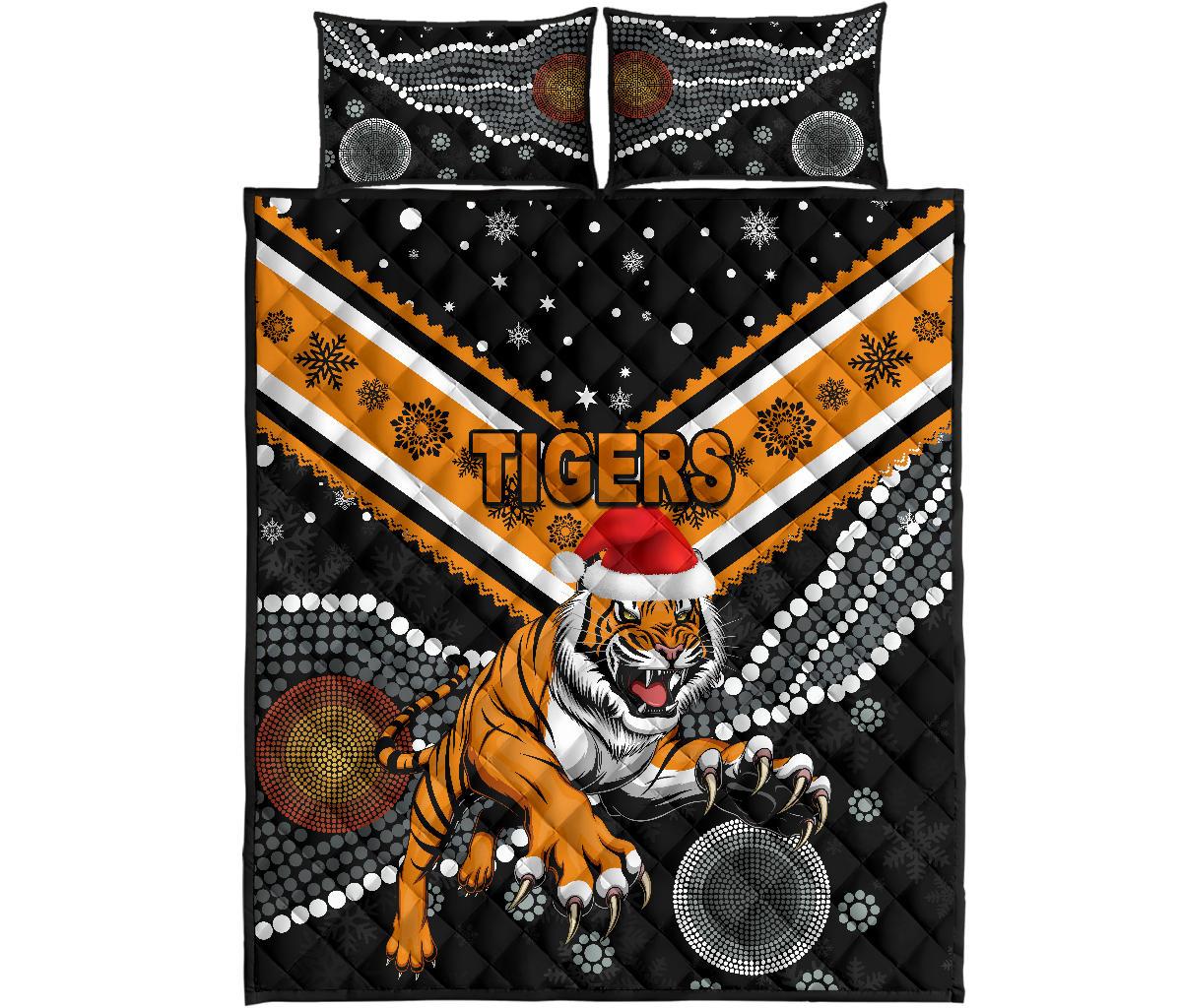 wests-christmas-quilt-bed-set-tigers-indigenous