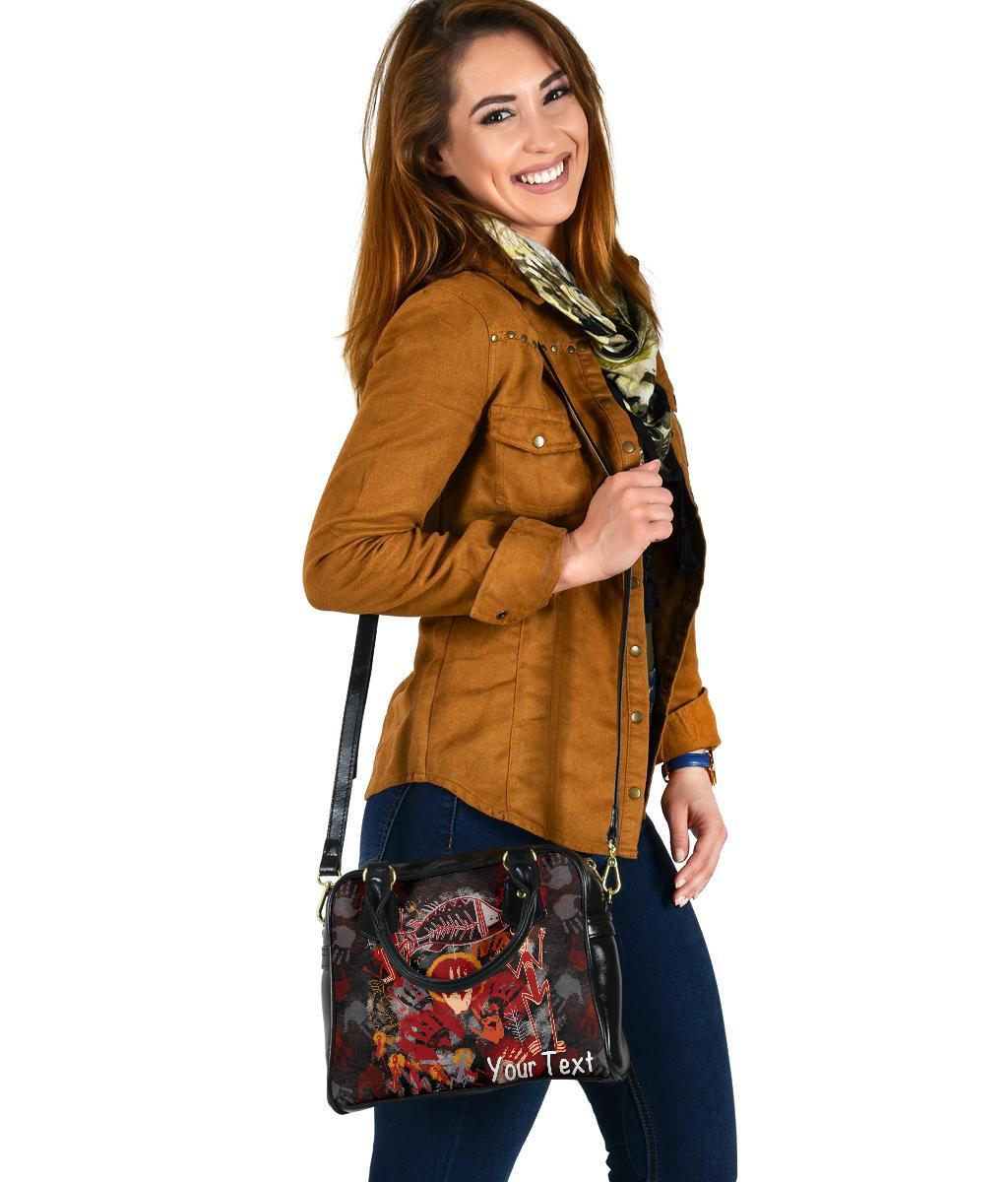 [Custom] Aboriginal Shoulder Handbag - Indigenous Fish Hand Art - Vibe Hoodie