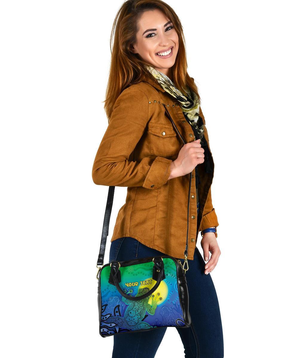 [Custom]Aboriginal Shoulder Handbag - Indigenous Frog (Blue) - Vibe Hoodie