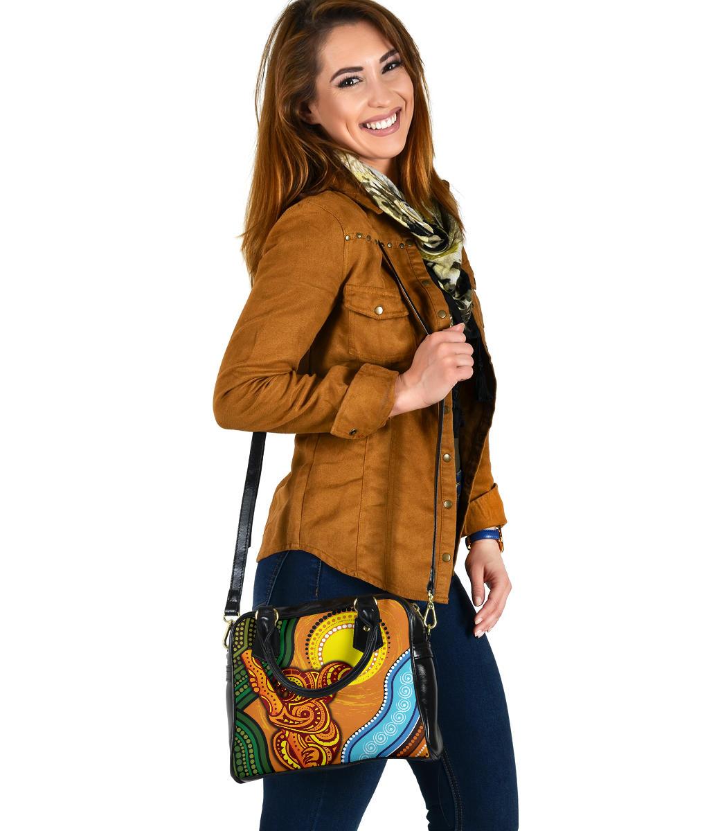 Shoulder Handbag - Australian Aboriginal Dot Painting Koala - Vibe Hoodie