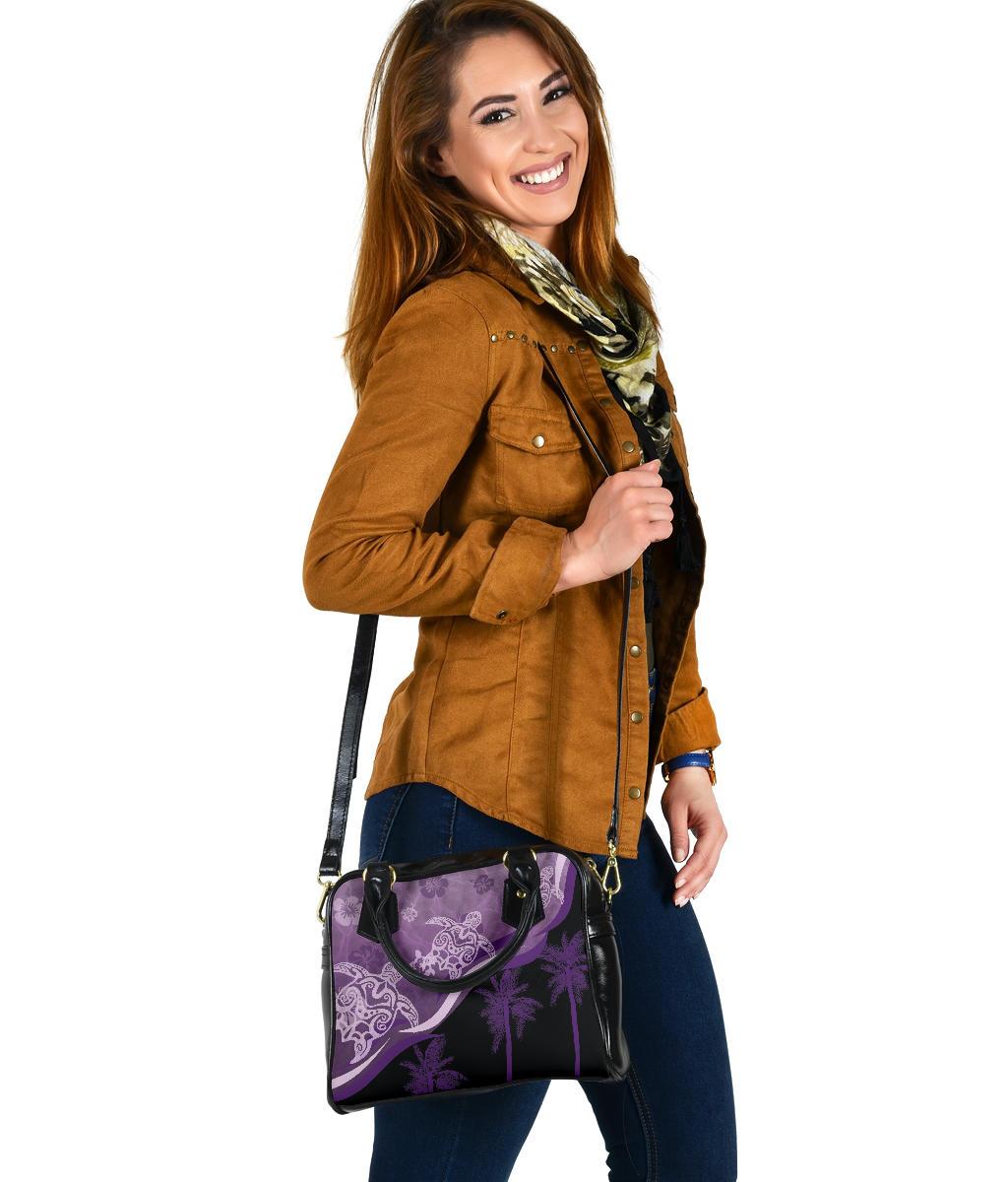 Purple Turtle Hibiscus Shoulder Handbag - Vibe Hoodie