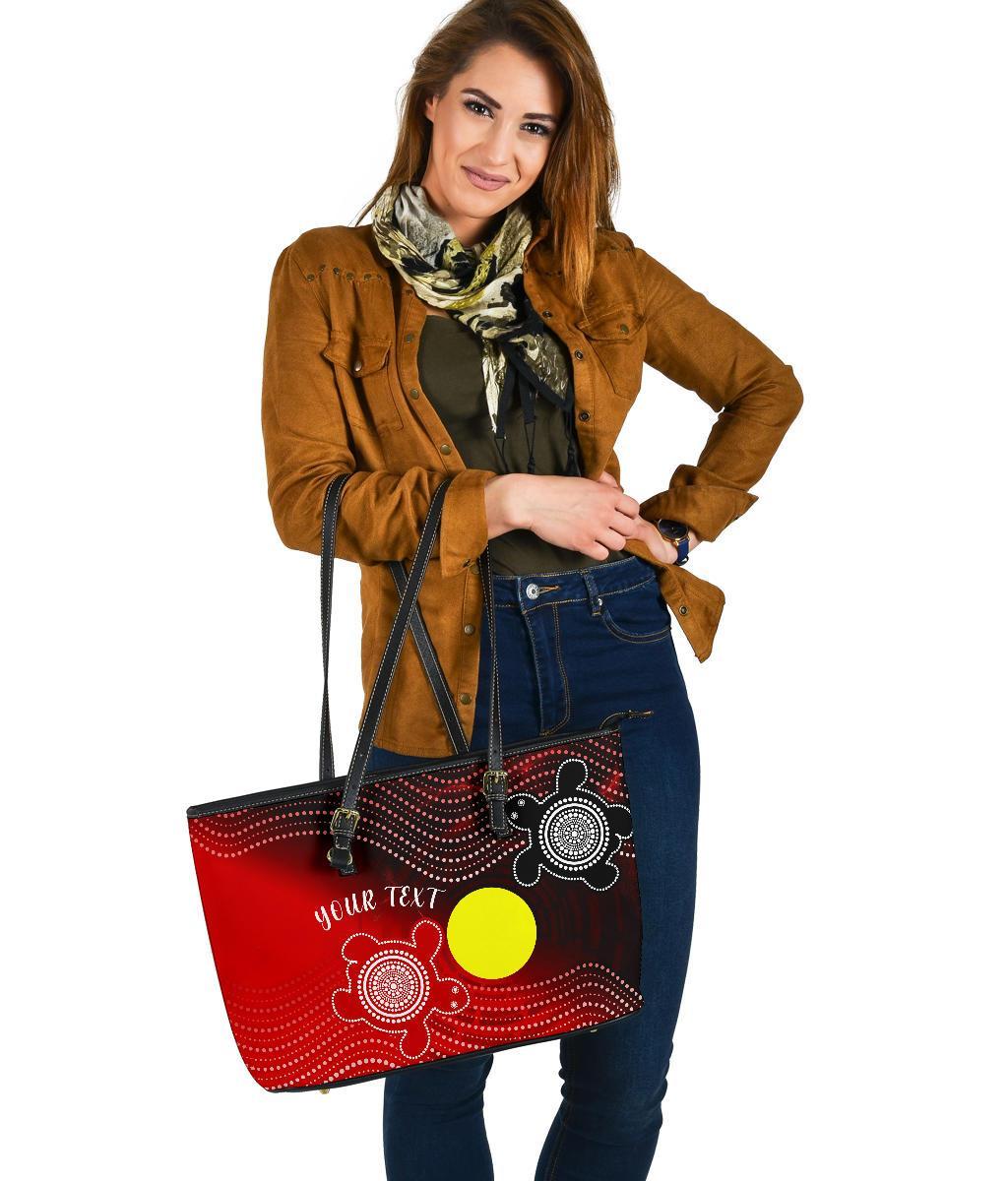 custom-aboriginal-leather-tote-bag-indigenous-circle-dot-painting-style