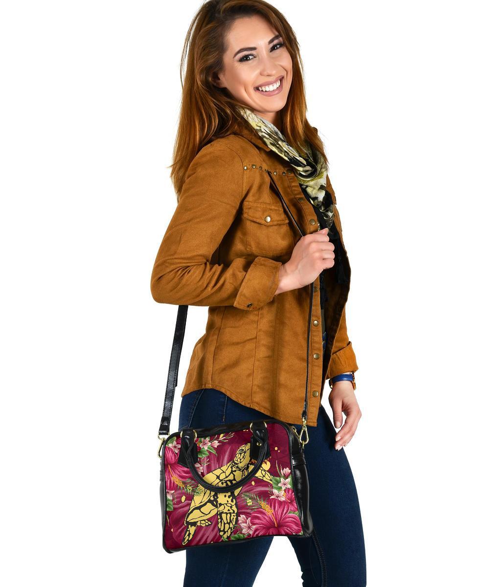 New Zealand Shoulder Handbag - Turtle Polynesian Hibiscus - Vibe Hoodie