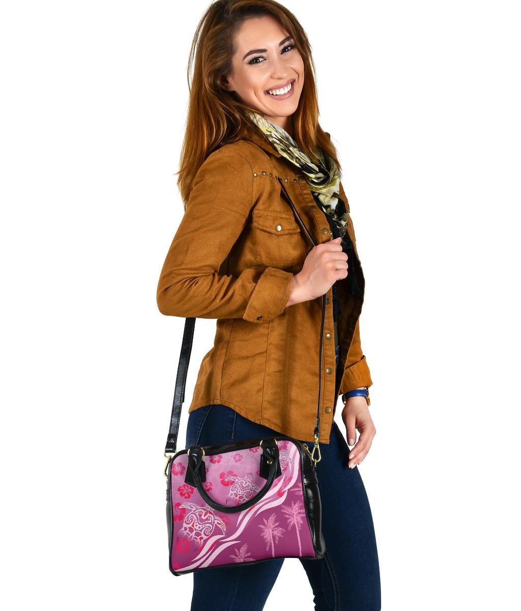 Pink Turtle Hibiscus Shoulder Handbag - Vibe Hoodie