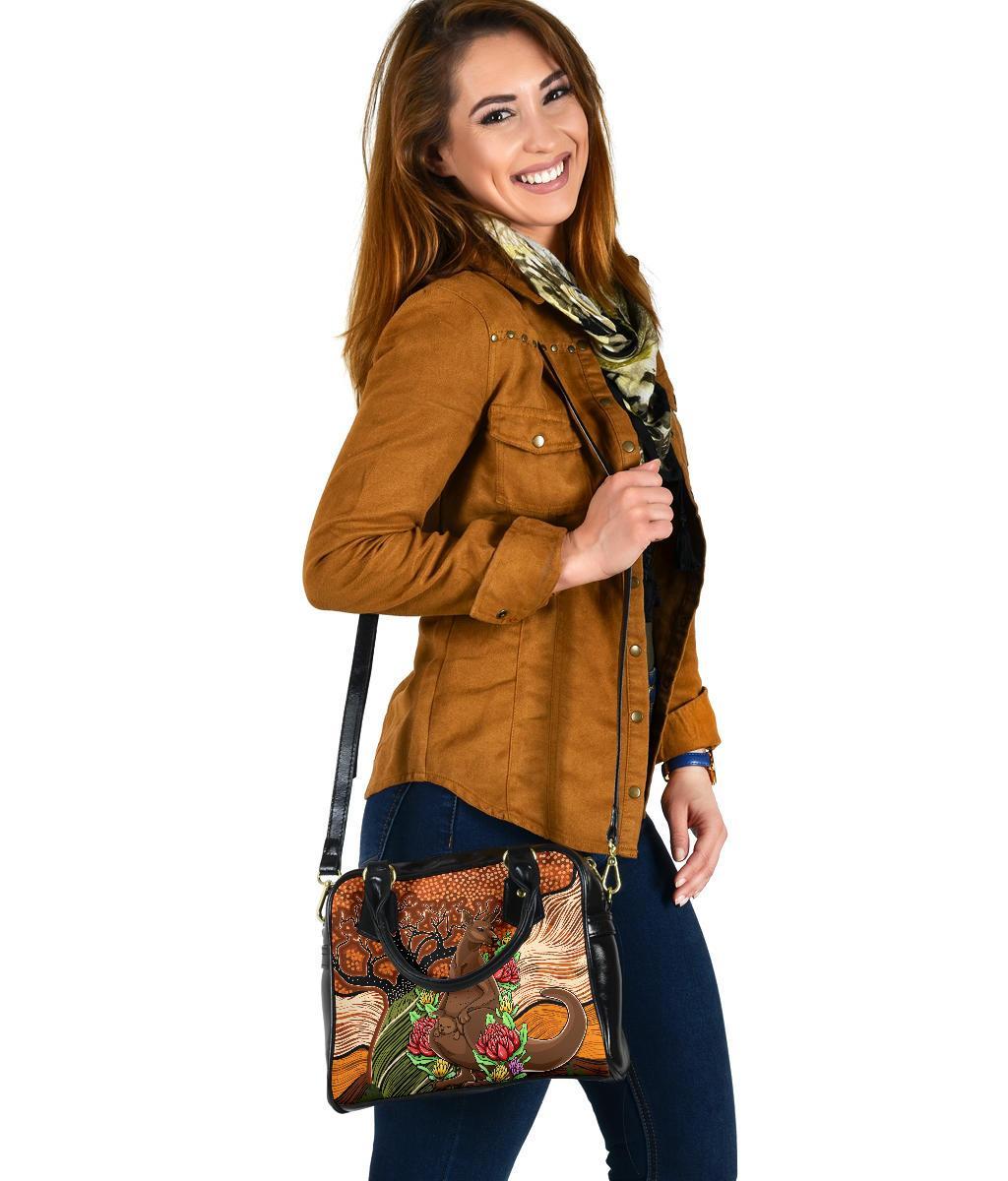 Aboriginal Shoulder Handbag - Kangaroo With Indigenous Tree - Vibe Hoodie