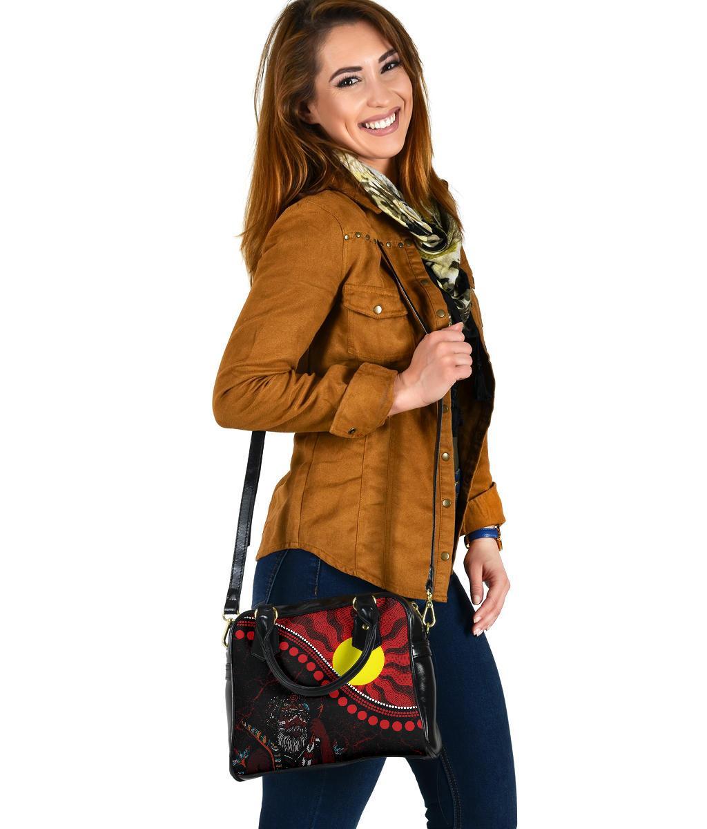 Aboriginal Shoulder Handbag - Indigenous People And Sun - Vibe Hoodie