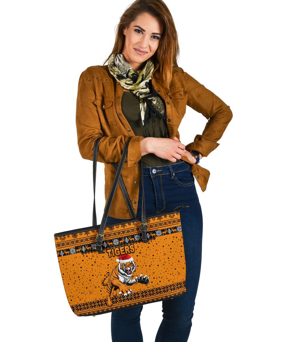 wests-christmas-large-leather-tote-tigers-unique-vibes-orange