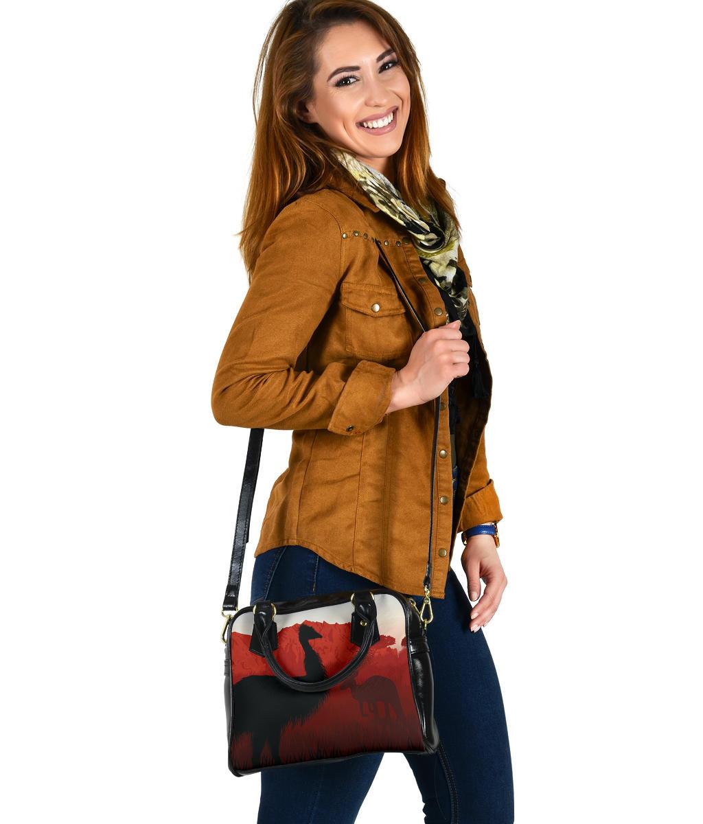 Shoulder Handbag - Australian Nature with Emu and Kangaroo - Vibe Hoodie