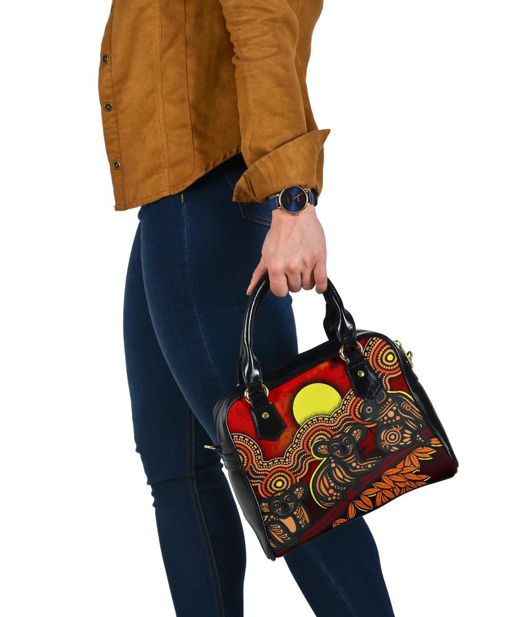 Aboriginal Shoulder Handbag - Australian Indigenous Koala - Vibe Hoodie