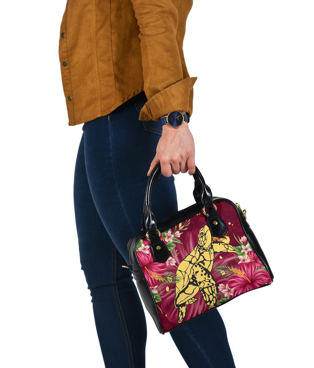 New Zealand Shoulder Handbag - Turtle Polynesian Hibiscus - Vibe Hoodie