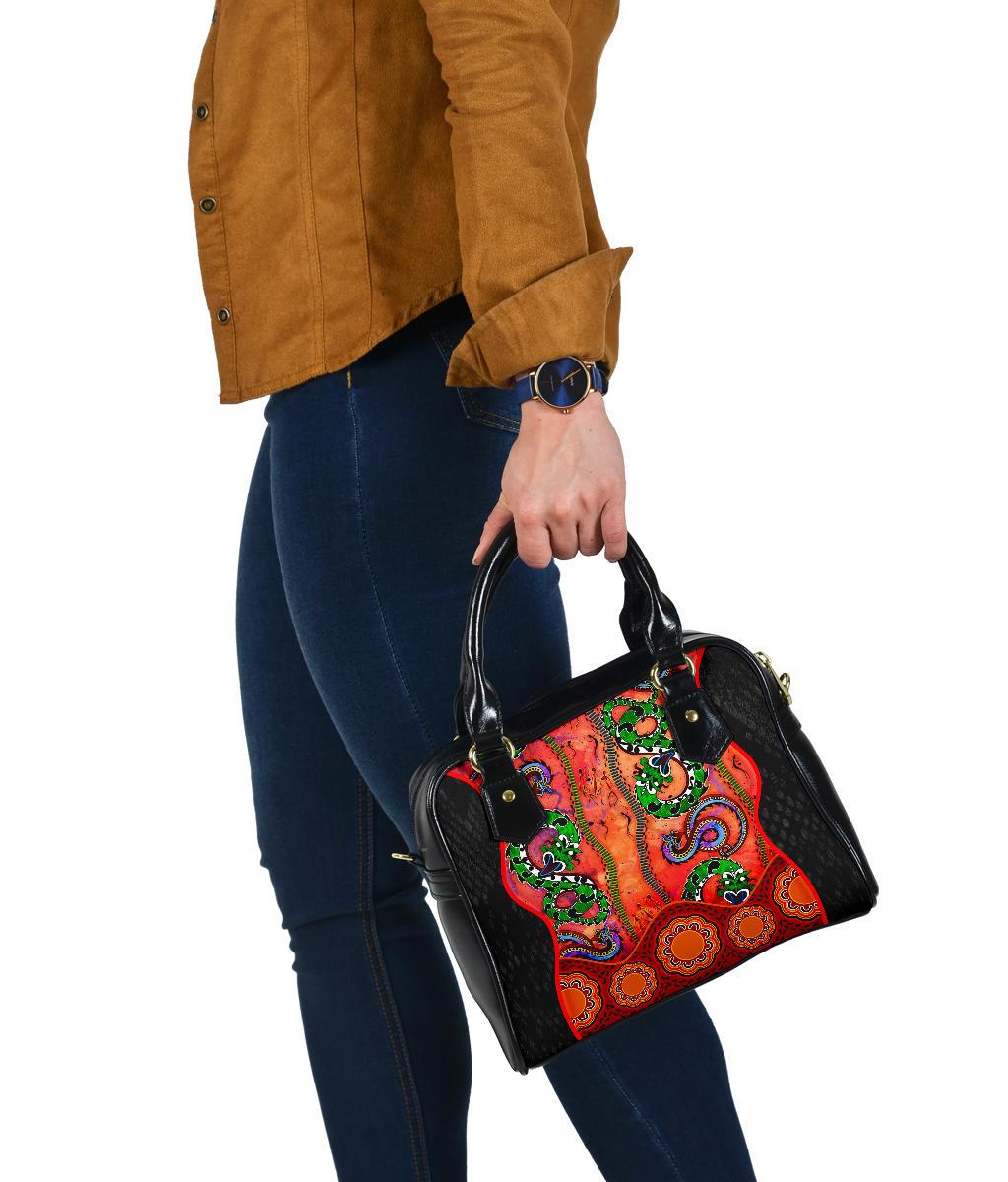 Aboriginal Shoulder Handbag - Aussie Indigenous Patterns Orange - Vibe Hoodie