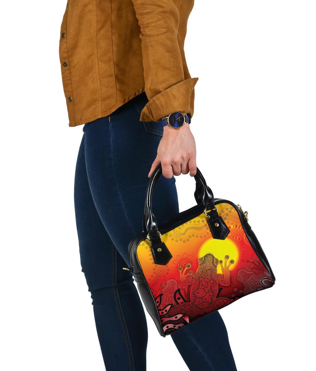 Aboriginal Shoulder Handbag - Indigenous Frog (Red) - Vibe Hoodie