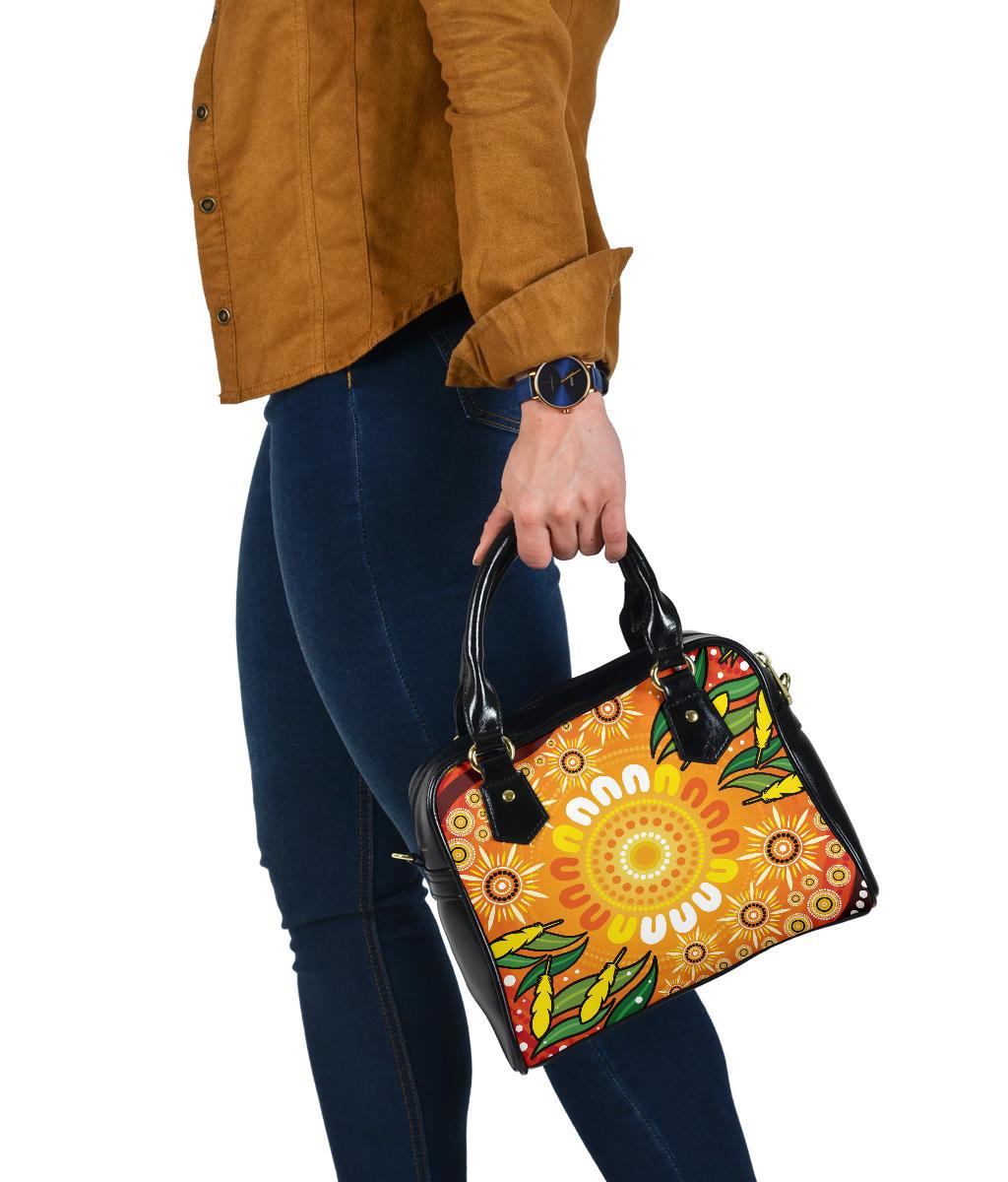 Shoulder Handbag - Indigenous Circle Leaf Patterns - Vibe Hoodie