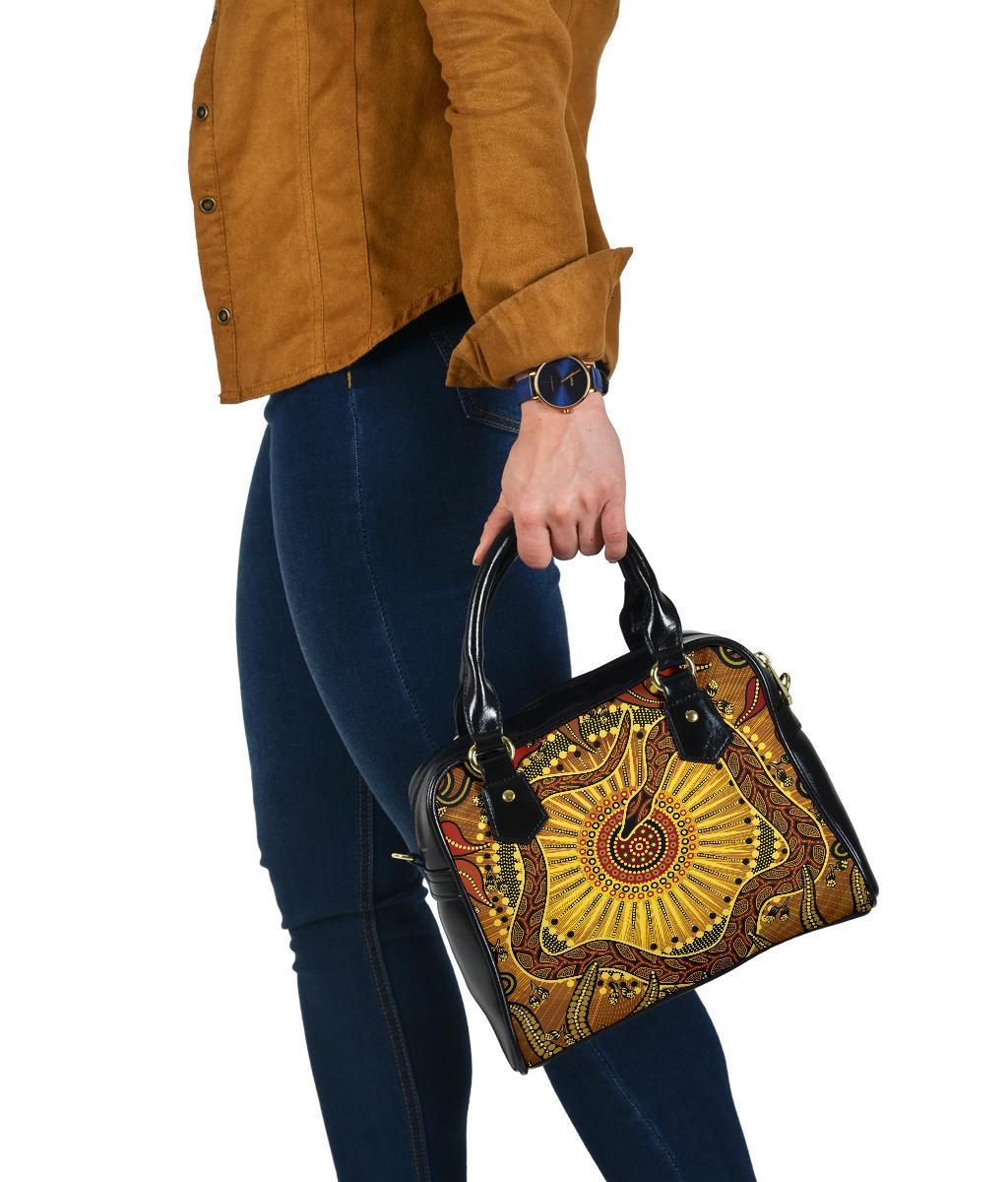 Shoulder Handbag - Australian Aboriginal Snake - Rainbow Serpent - Vibe Hoodie