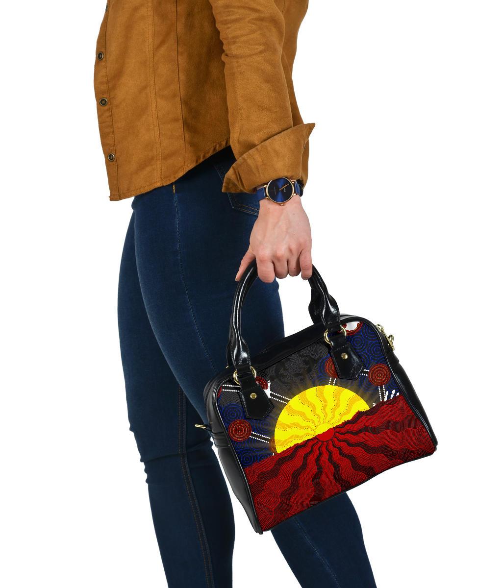 Aboriginal Shoulder Handbag, Aboriginal Lives Matter Flag Sun Dot Painting - Vibe Hoodie