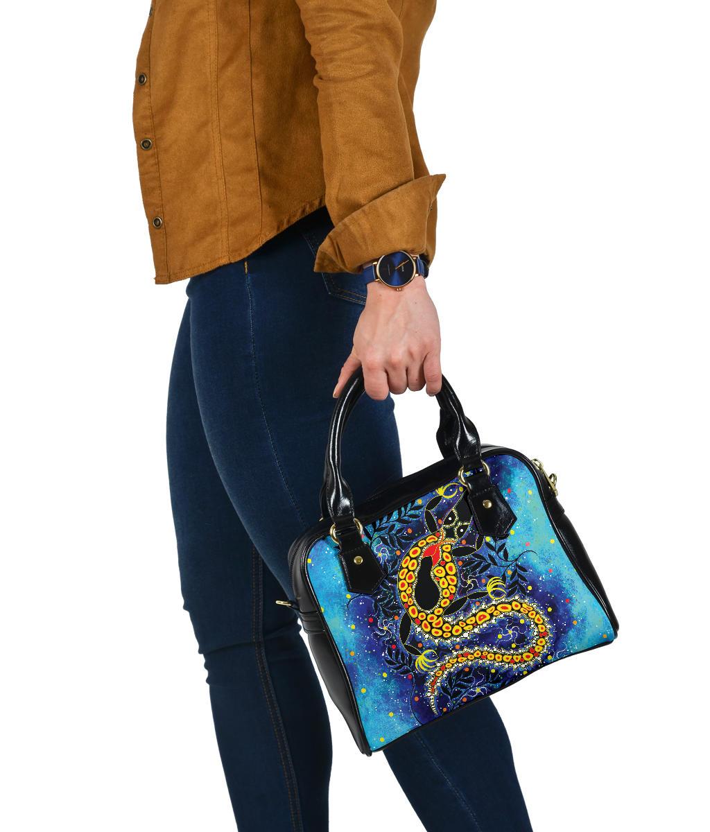 Aboriginal Shoulder Handbag - Indigenous Crocodile - Vibe Hoodie