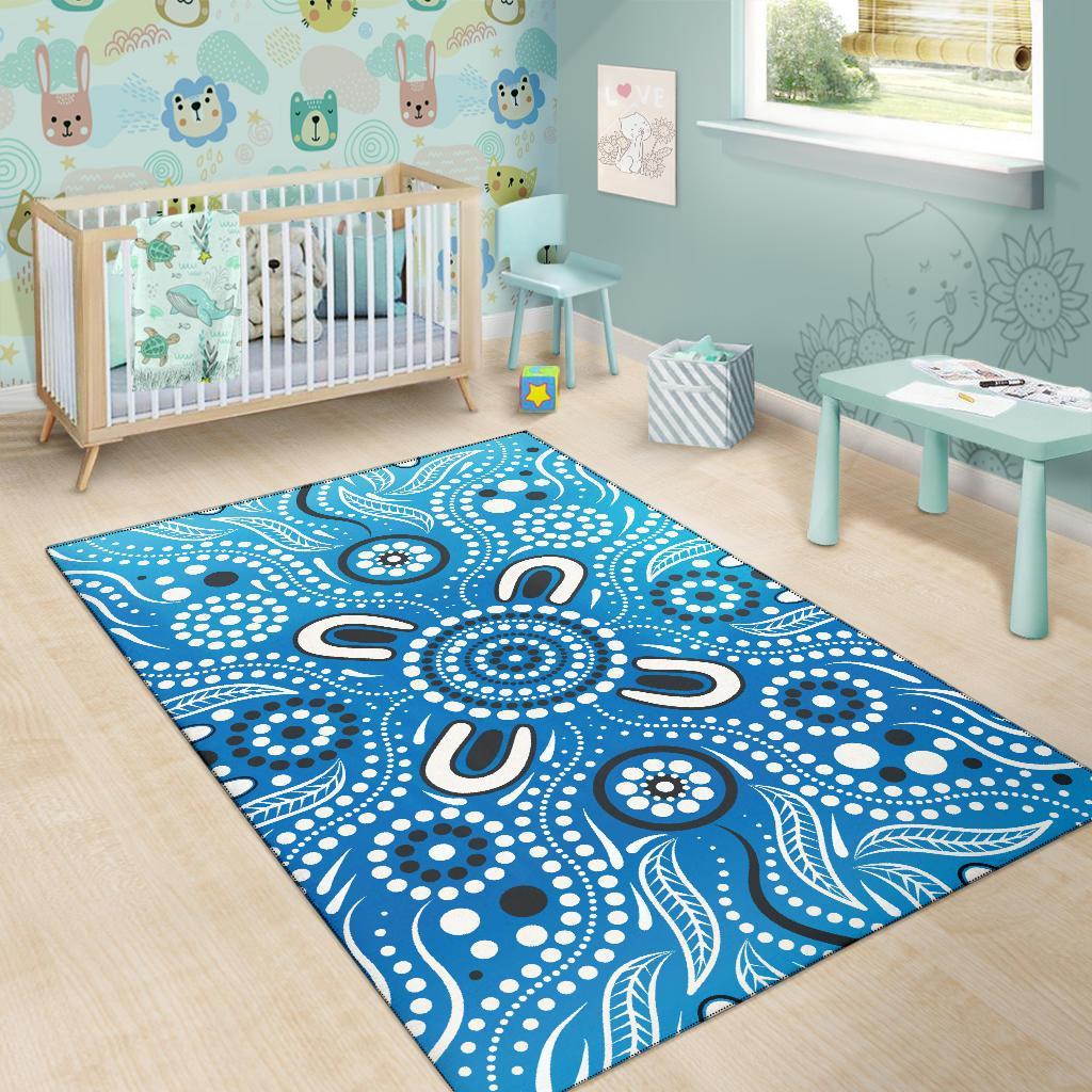 aboriginal-area-rug-indigenous-circle-dot-painting-blue-color