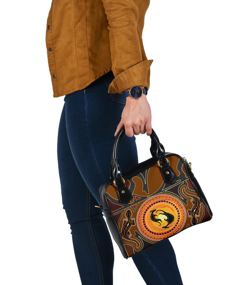 Shoulder Handbag - Aboriginal Bag Dot Painting - Vibe Hoodie