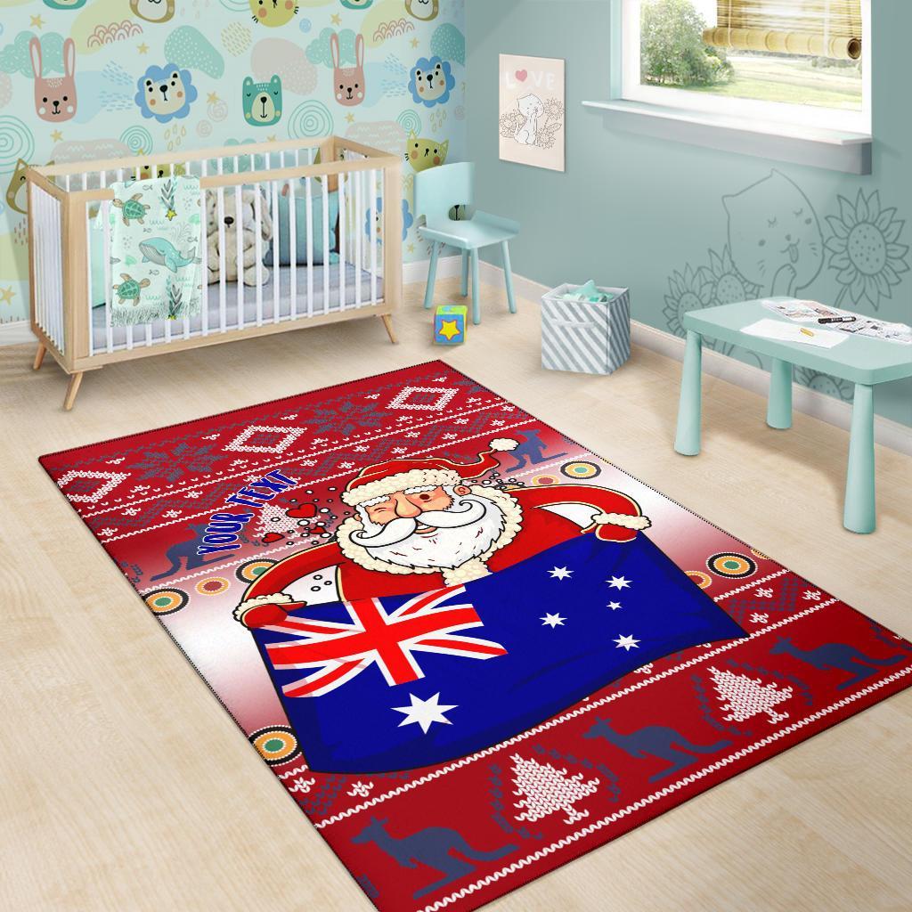 christmas-personalised-area-rug-australia-santa-claus-hold-the-flag-red