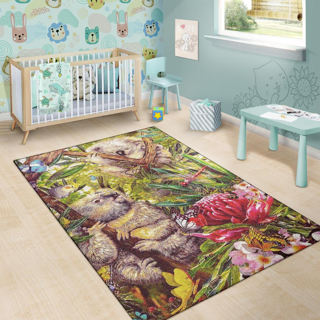 koala-area-rug-3d-koala-with-waratah-flower-rug