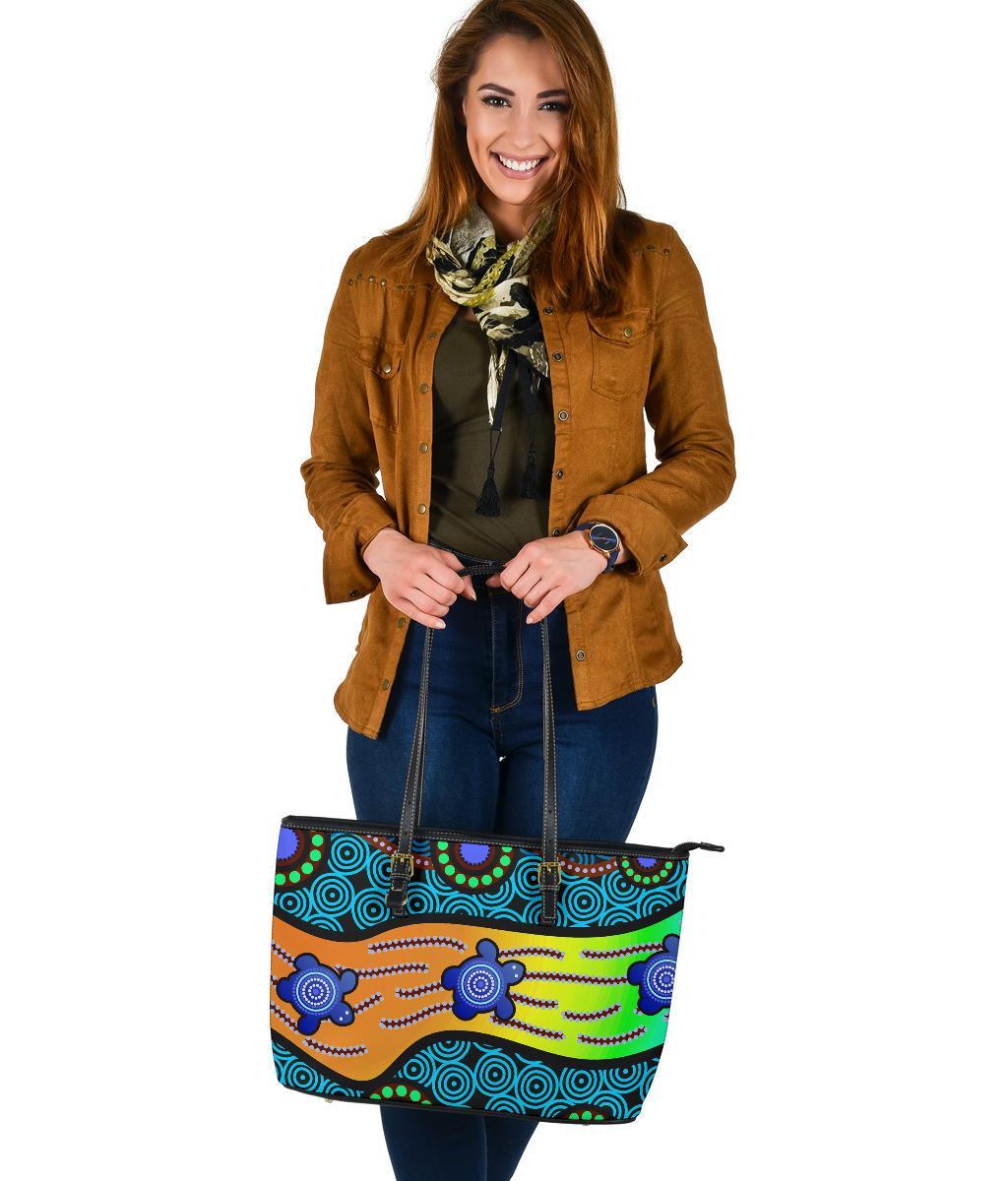 large-leather-tote-bag-aboriginal-turtle